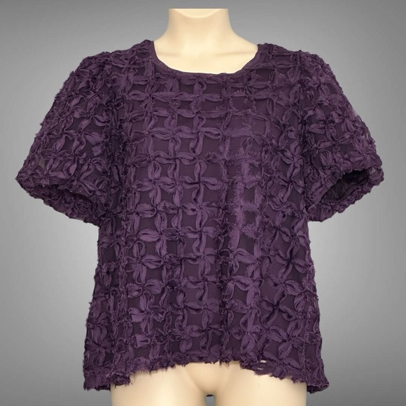 Cato Tops - Cato Collection Women Top Plus 14/16W Purple Chiffon Ribbon Tie Whimsigoth Fairy